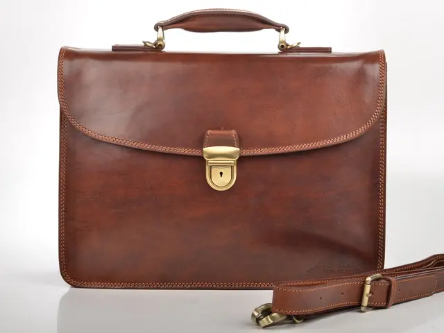 brown color bag with belt handle lock to it