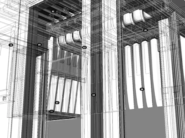 This is the black and white image and we can see the architectural design of a building which looks...